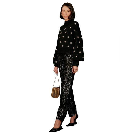 Farm RiO Sequin Pajama Pants XXS Black - Picture 2 of 9